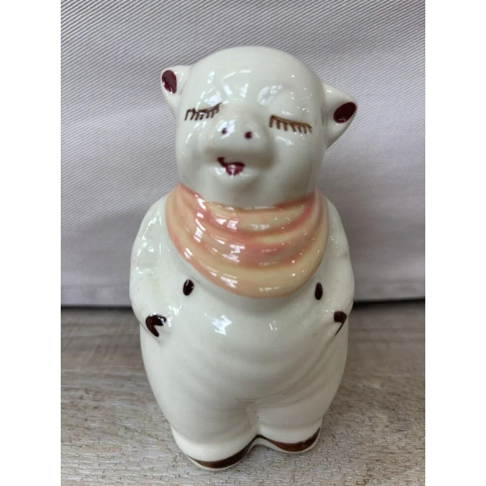 Vintage Shawnee Smiley Pig 5 Inch Single Shaker Farmhouse Kitsch Pottery 40s 50s - Picture 2 of 11